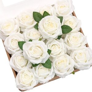 16 Count Ivory White Terracotta Silk Roses 4 Inch & Stems Bouquet Flowers New